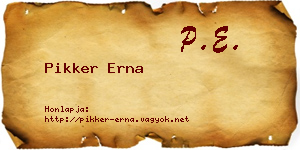 Pikker Erna névjegykártya